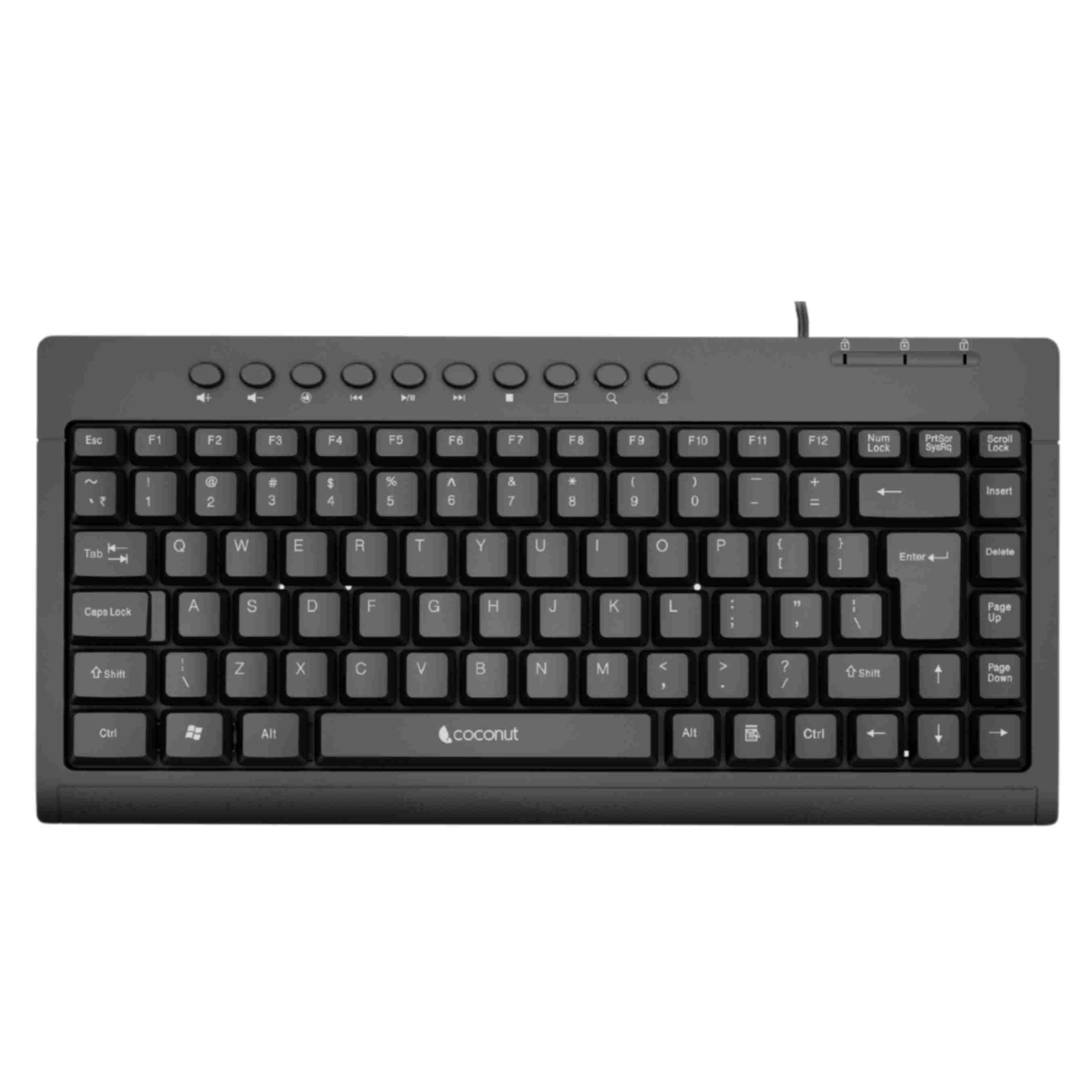 K20 Mini Wired Keyboard with multimedia keys for enhanced functionality